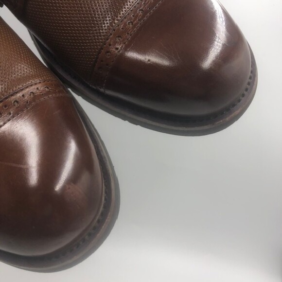 Steve Madden Mens Brown Leather Cap Toe Oxford Dress Shoes Size 8 Lesko Lace Up - Picture 8 of 14